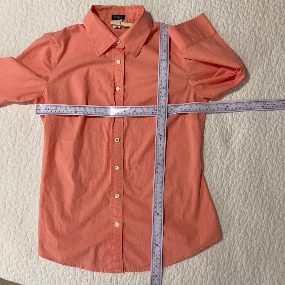 J.‎ Crew Coral Button Down Shirt | 3/4 Sleeves | Stretch Cotton - Picture 3 of 10